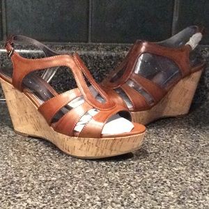 **sold**Marc Fisher Brown Wedge Shoe